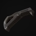 Dark Ergonomic Grip Component With Textured Surface And Structured Design 3d model