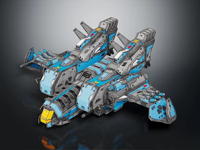 Futuristic Sci fi Spaceship Featuring Blue Gray Mechanical Design And Details 3d model