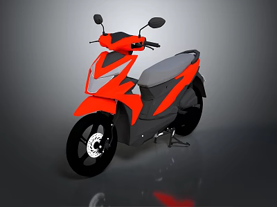 Red and Black Modern Scooter with Sleek Body Lines and Reflection on Surface 3d model