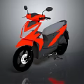 Red and Black Modern Scooter with Sleek Body Lines and Reflection on Surface