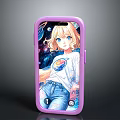 Purple Phone Case Featuring Anime Girl With Starry Sky And Planet Design
