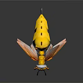 Wasp 3D Model With Yellow Body Transparent Wings And Orange Legs