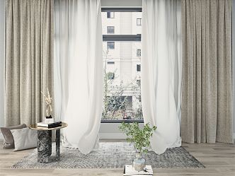 modern curtain fabric curtain gauze curtain 3d model