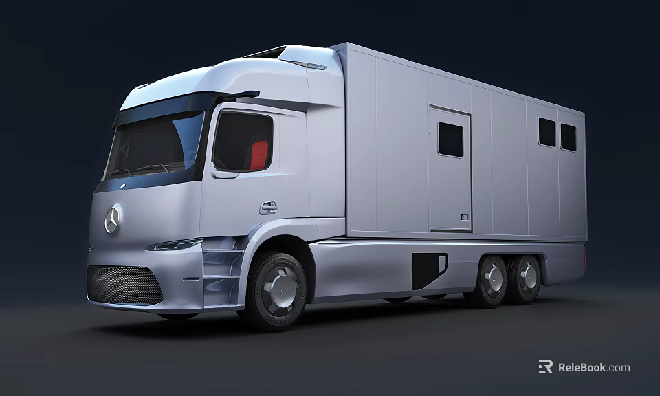 Mercedes Modern Silver Camper Truck With Streamlined Body And Functional Windows Design 3d model 