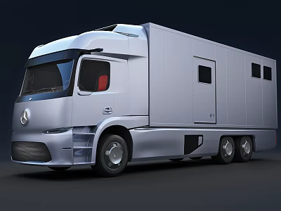Mercedes Modern Silver Camper Truck With Streamlined Body And Functional Windows Design 3d model