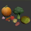Assorted Fresh Vegetables Including Pumpkin Broccoli Cabbage and Potatoes on Dark Reflective Surface
