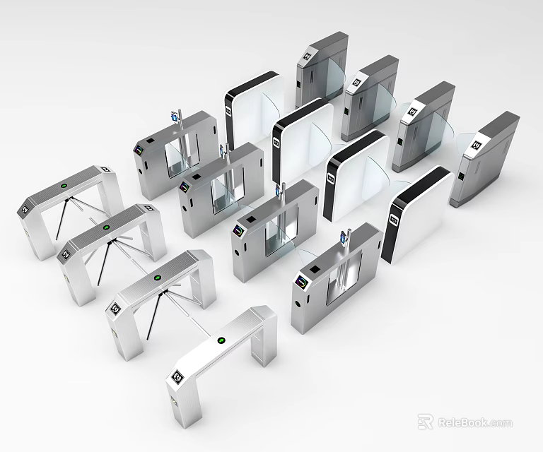 Public Facility Various Stainless Steel Turnstiles For Access Control In Public Areas 3d model 