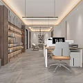 Modern Spa Salon White Reception Desk Design With Marble Floor Wall Logo Plants Hanging Lights