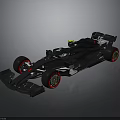 Black Formula 1 Race Car With Aerodynamic Design And Red Wheels
