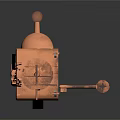 Shiny Copper Robot With Blue Eyes Antennas And Control Buttons On Reflective Surface