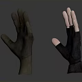 Human Hand Models in Brown and Black with Glowing Pink Fingertips on Grey Background
