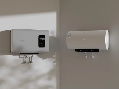 Modern Silver And White Wall Mounted Electric Water Heaters For Home Daily Use 3d model