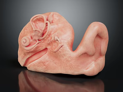 Detailed 3D Anatomical Structure Model With Pink Textured Curled Design For Medical Education 3d model