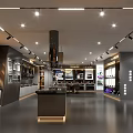 Modern Showroom Interior With Bright Lighting And Display Counters For Products 3d model