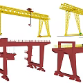 Industrial Gantry Cranes With Different Designs Yellow Red Colors Lifting Hooks And Rail Systems