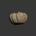 Fresh Ripe Orange Pumpkin With Smooth Ribbed Surface On Dark Reflective Background