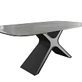 Modern Dining Table With Smooth Gray Tabletop And X Shaped Black Base 3d model