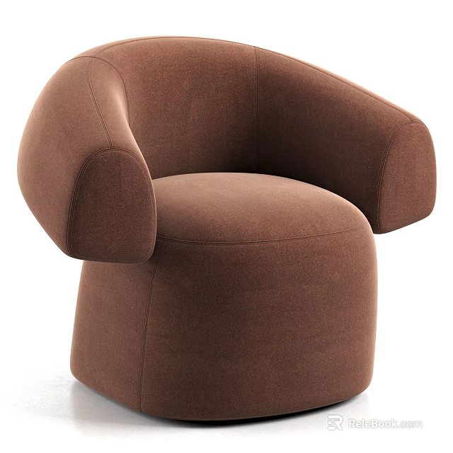 Modern Brown Upholstered Single Sofa With Rounded Armrests And Comfortable Design 3d model