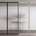 Modern Glass Sliding Doors With Black And Silver Frames For Interior Partition 3d model
