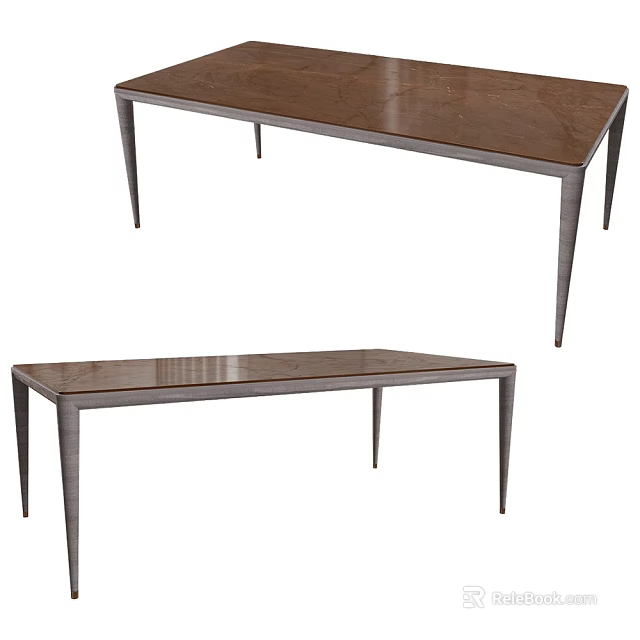 Modern Dining Table With Sleek Metal Legs And Smooth Wooden Tabletop Design 3d model 