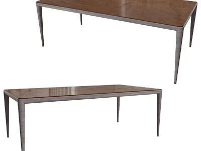 Modern Dining Table With Sleek Metal Legs And Smooth Wooden Tabletop Design 3d model