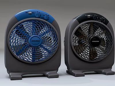 Rowenta Air Cooler Fan Blue and Black Desktop Design with Grille and Stable Base 3d model