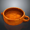 Orange Ceramic Bowl With Two Handles For Daily Household Kitchen Use