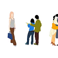 Group of People Hugging Standing and Interacting Under Blue Sky on Gray Ground