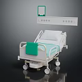 Hospital Bed Medical Equipment with Adjustable Features Control Panel Wheels and Green Mattress