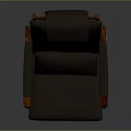 Modern Leather Leisure Chair With Wooden Armrests Frame And Ergonomic Backrest For Home Interior