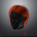 Realistic Human Head Model With Vibrant Orange Hair And Natural Texture