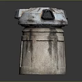 Rusty Vintage Metal Weapon With Cylindrical Body And Top Structure Design