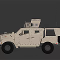 Beige Military Style Utility Vehicle with Roof Mounted Equipment and Antennas