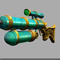 Decorative Green And Gold Weapon With Sniper Scope Arrow And Mechanical Design