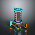 The Energy Cylindrical Tech Device With Blue Glowing Rings And Orange Components 3d model