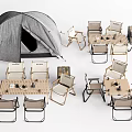 Outdoor Camping Table and Chair Sets with Foldable Chairs Near Tent for Activities