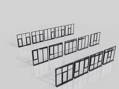 Modern Floor To Ceiling Windows Black Frame Various Design Styles For Home Interior 3d model
