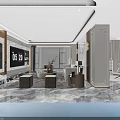 Modern Living Dining Room Interior With Marble Floor Sofa TV Unit And Large Window