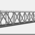 Steel Truss Bridge Structure For Road Infrastructure With Metal Railings And Framework