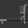 Sturdy Metal Shopping Cart With Upper Wire Basket Lower Shelf Red Handles Smooth Rolling Wheels