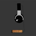 Black Computer Headphones With Wooden Base Stand For PC Accessories