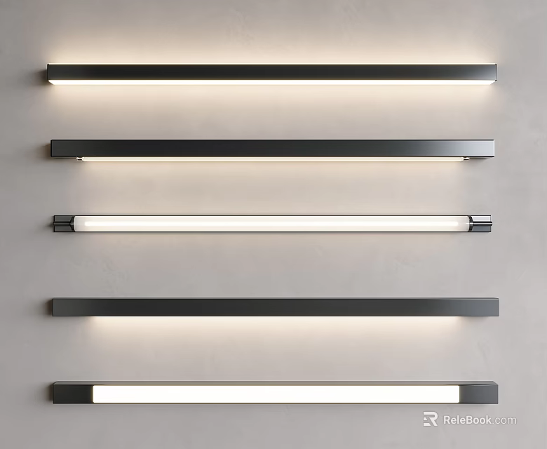 Modern Minimalist Wall Lights with Horizontal LED Tubes and Sleek Wall Mounted Design 3d model 