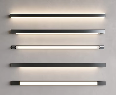 Modern Minimalist Wall Lights with Horizontal LED Tubes and Sleek Wall Mounted Design 3d model