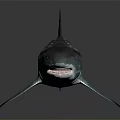 Realistic Gray Spotted Shark With Open Mouth Sharp Teeth And Dorsal Fin