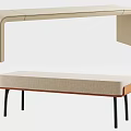 Modern Minimalist Upholstered Sofa Bench With Wooden Seat And Black Legs Design