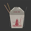 Shanghai Themed Tableware Set With Takeout Box Chopsticks And Red Pagoda Design
