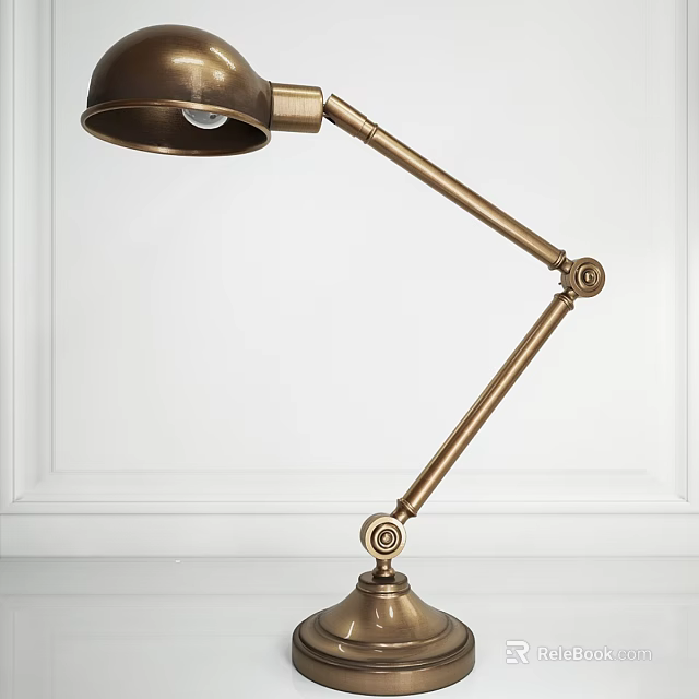 Brass Table Lamp With Adjustable Arm And Sturdy Base For Modern Home Decor 3d model 