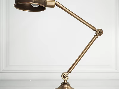 Brass Table Lamp With Adjustable Arm And Sturdy Base For Modern Home Decor 3d model