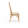 Modern Wooden Chair With Rattan Woven Backrest And Upholstered Beige Seat