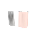 Gray and Pink Linen Curtains with Hanging Hooks for Home Decoration